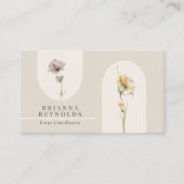 Einfache moderne Boho-Wildblumen auf neutraler Bei Visitenkarte (Vorderseite)