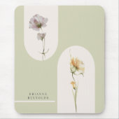 Einfache moderne Boho-Wildblumen auf Sage Green Mousepad (Vorne)