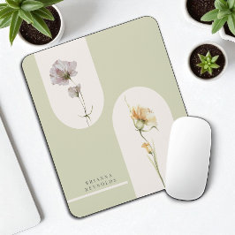 Einfache moderne Boho-Wildblumen auf Sage Green Mousepad