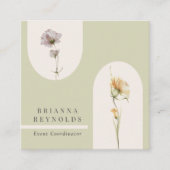 Einfache moderne Boho-Wildblumen auf Sage Green Quadratische Visitenkarte (Vorderseite)