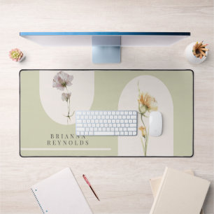 Einfache moderne Boho-Wildblumen auf Sage Green Schreibtischunterlage