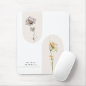 Einfache moderne Boho-Wildblumen auf Weiß Mousepad (Mit Mouse)