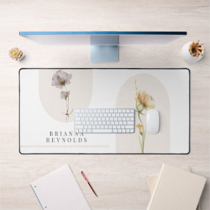 Einfache moderne Boho-Wildblumen auf Weiß Schreibtischunterlage