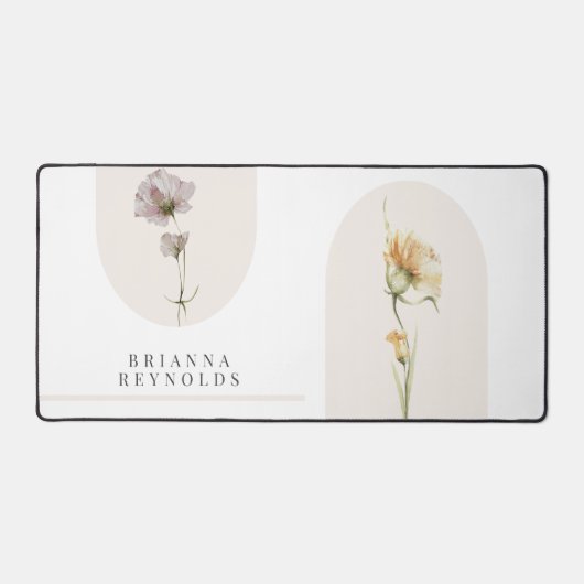 Einfache moderne Boho-Wildblumen auf Weiß Schreibtischunterlage (Vorderseite)