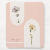 Einfache moderne Boho-Wildblumen in Soft Pink Mousepad (Vorne)