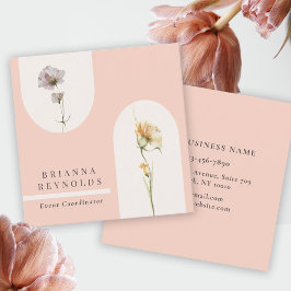 Einfache moderne Boho-Wildblumen in Soft Pink Quadratische Visitenkarte