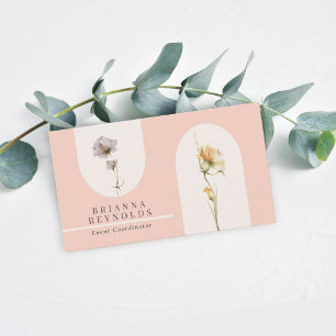 Einfache moderne Boho-Wildblumen in Soft Pink Visitenkarte
