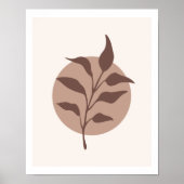Einfache moderne botanische Blume Leaf auf Tan Cir Poster (Vorne)