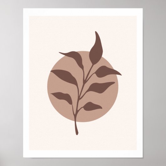 Einfache moderne botanische Blume Leaf auf Tan Cir Poster (Vorne)