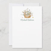 Einfache moderne botanische Blume und Blätter Eleg Mitteilungskarte (Vorderseite)