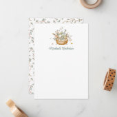 Einfache moderne botanische Blume und Blätter Eleg Mitteilungskarte (Vorderseite/Rückseite Beispiel)