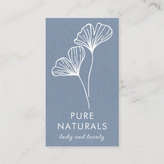 Einfache moderne botanische Leaf neutrales Blau Mo Visitenkarte (Vorderseite)