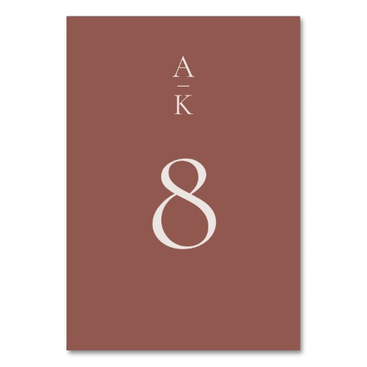 Einfache moderne Braun-Monogramm-Mix-Hochzeit Tischnummer (Vorderseite)