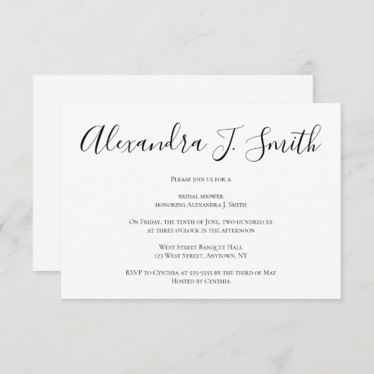 Einfache, moderne Brautdusche Einladung (Vorne/Hinten)