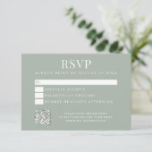 Einfache moderne Brautjungfer-Hochzeit in Salbeigr RSVP Karte (Stehend Vorderseite)