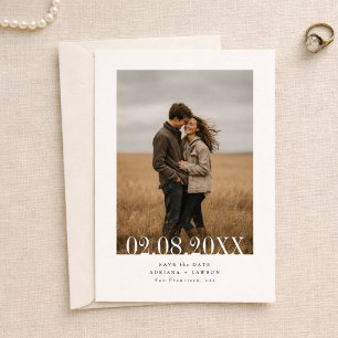 Einfache moderne Budget-Hochzeit Fette Datum Foto Save The Date