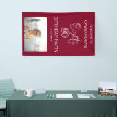 Einfache Moderne Burgund Foto 80. Geburtstag Willk Banner (Messeveranstaltung)