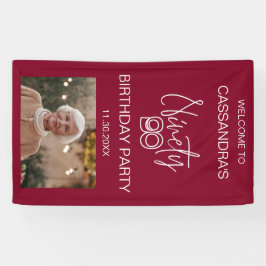 Einfache Moderne Burgund Foto 90. Geburtstag Willk Banner