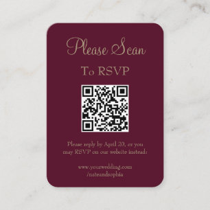 Einfache moderne Burgund-Hochzeitsscans QR-Code Begleitkarte