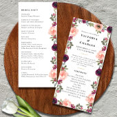 Einfache moderne Burgunder Wasserfarbenhochzeit Programm