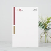 Einfache moderne Burgundy Gold Monogram Briefpapier (Stehend Vorderseite)