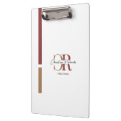 Einfache moderne Burgundy Gold Monogram Klemmbrett (Links)