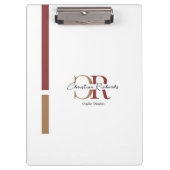 Einfache moderne Burgundy Gold Monogram Klemmbrett (Vorderseite)