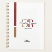 Einfache moderne Burgundy Gold Monogram Planer (Vorderseite)