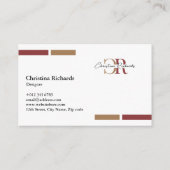 Einfache moderne Burgundy Gold Monogram Visitenkarte (Rückseite)