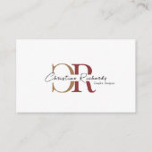 Einfache moderne Burgundy Gold Monogram Visitenkarte (Vorderseite)