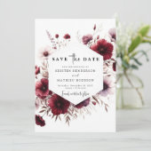 Einfache moderne Burgundy-Hochzeit Save The Date (Stehend Vorderseite)