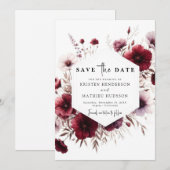 Einfache moderne Burgundy-Hochzeit Save The Date (Vorne/Hinten)