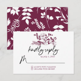 Einfache, moderne burgundy RSVP-Karte hochfahren RSVP Karte