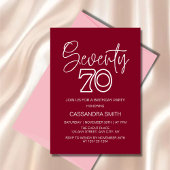 Einfache moderne Burgundy Typografie 70. Geburtsta Einladung