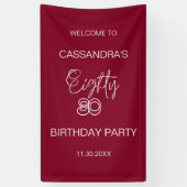 Einfache moderne Burgundy Typografie 80. Geburtsta Banner (Vertikal)