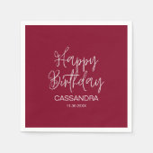 Einfache moderne Burgundy Typografie zum Geburtsta Serviette (Vorderseite)