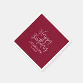 Einfache moderne Burgundy Typografie zum Geburtsta Serviette (Ecke)