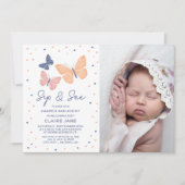 Einfache moderne Butterfly Foto Sip and See Einladung (Vorderseite)