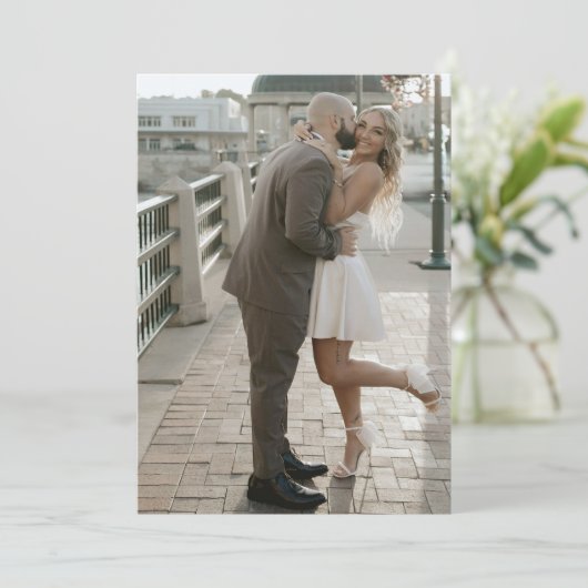 Einfache moderne CHAMPAGNE-Foto-Hochzeit Save The Date (Stehend Vorderseite)