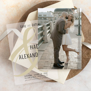Einfache moderne CHAMPAGNE-Foto-Hochzeit Save The Date