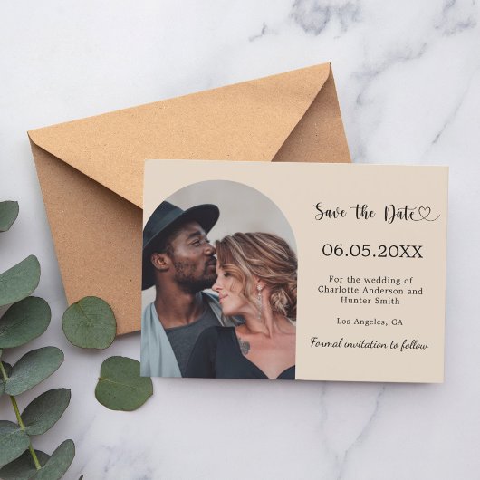 Einfache moderne Champagner-Foto-Hochzeit Save The Date