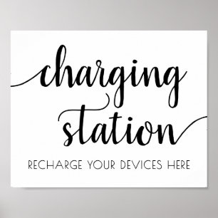 Einfache moderne Charge-Station   Schwarze Skripts Poster