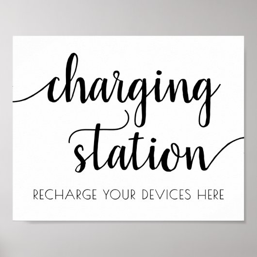 Einfache moderne Charge-Station | Schwarze Skripts Poster (Vorne)