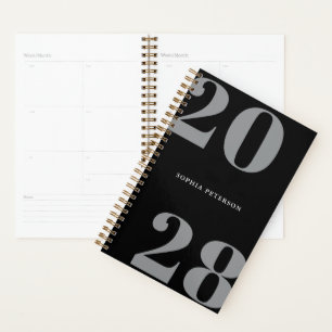Einfache moderne Chic Black Bold Typografie Planer