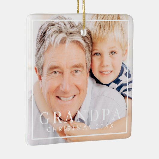 Einfache moderne Chic Frame Grandpa Foto Urlaub Keramikornament (Rechts)