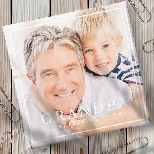 Einfache moderne Chic Frame Grandpa Foto Urlaub Magnet