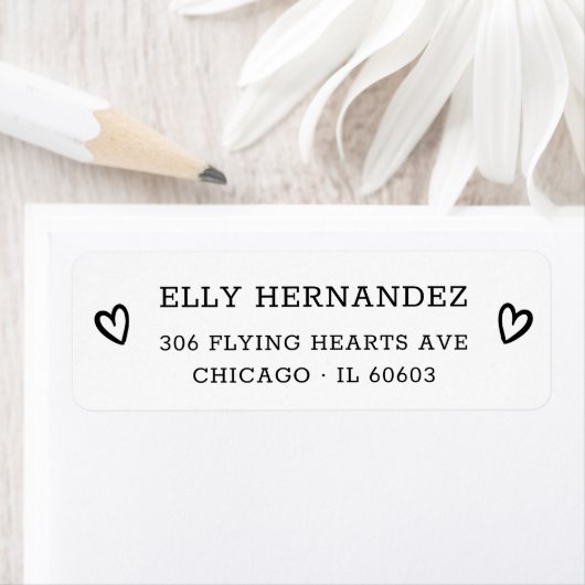 Einfache moderne Chic Herz Schwarze Rücksendeadres (Insitu)