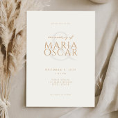 Einfache moderne Chic Ivory Tan Wedding Einladung