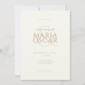 Einfache moderne Chic Ivory Tan Wedding Einladung (Vorderseite)