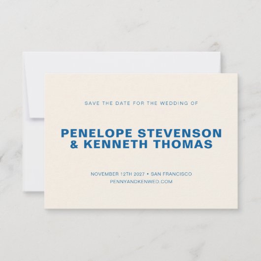 Einfache moderne Cobalt Blue Foto Hochzeit Save The Date (Vorderseite)